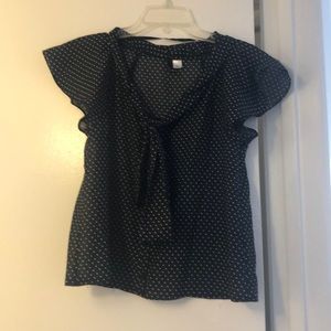 Chiffon top, navy, polka dots